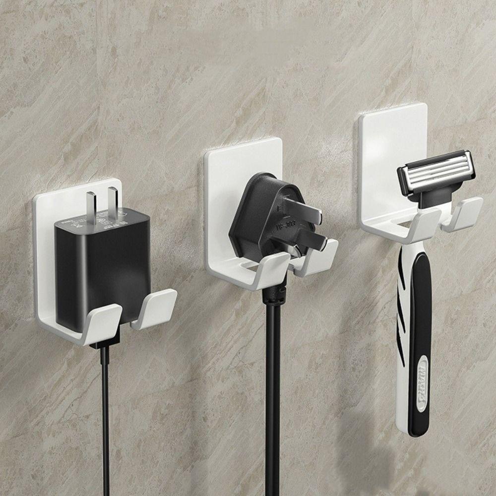Wall-mounted Power Plug Hook Seamless Storage Rack Durable Socket Holder