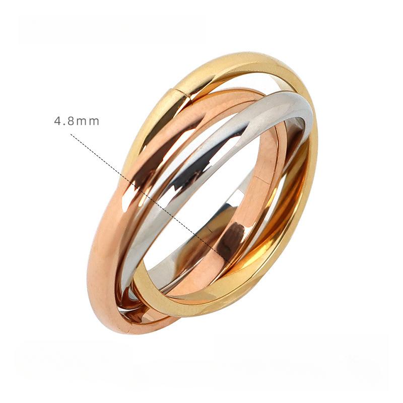 

Классическое трехцветное переплетающееся кольцо с тремя ободками, женское простое и универсальное модное кольцо для работы, покрытие из титановой стали 9