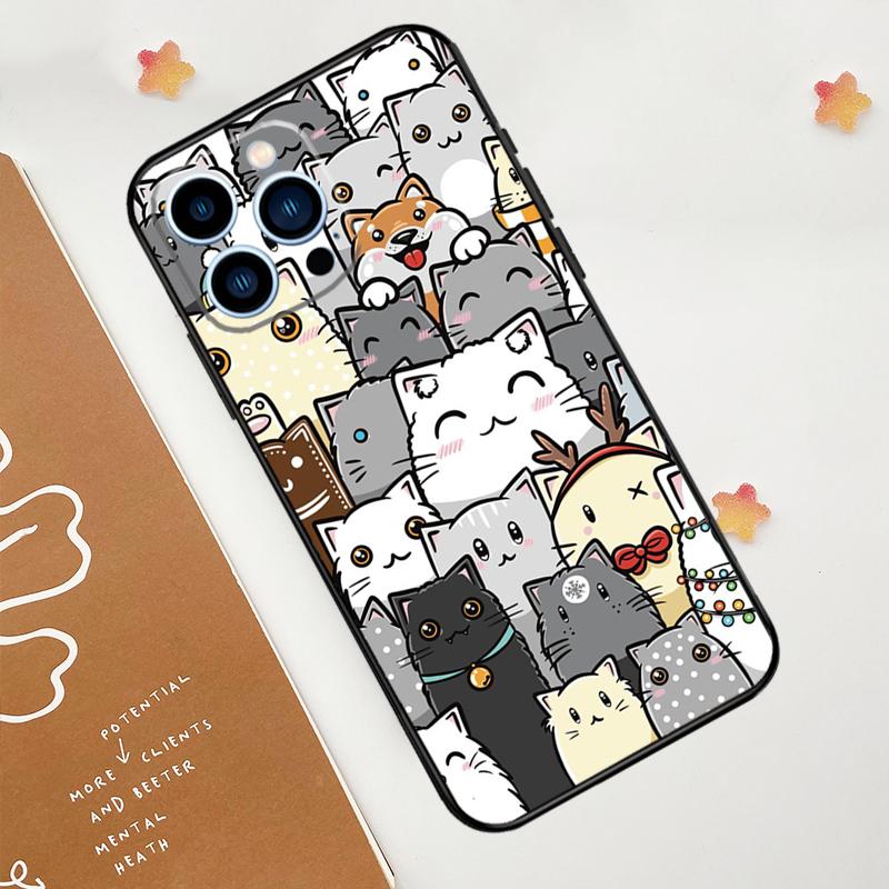 Funny Cute Cats Case For Apple iPhone 12 13 Mini 11 14 15 16 Pro Max Plus X XR XS Max Coque