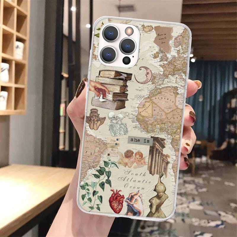 World Map Travel Plans Soft Phone Case For iPhone 14 13 12 Mini 11 Pro Max X XR XS 7 Plus 8 6 6S 5 5S SE 2020 14 7G Pattern Cove