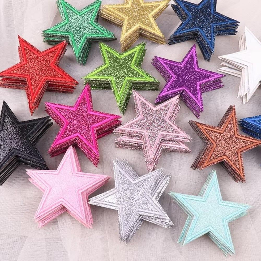 14/17 Pcs Sparkle Iron On Patches Heart Shape Applique Patch Five-pointed Star Patch  DIY Craft