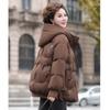 Middle-aged Down Jacket Female Mother Fashionable and Thin Small Hooded Thickened White Duck Down Short Coat