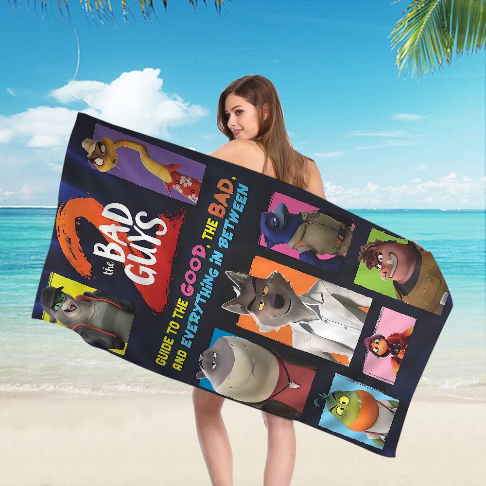 Cartoon T-The B-Bad Guys Microfiber Beach Towel Absorbent Quick dry Soft Yoga Swimming Resort Mountain Climbing Towel