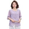 YUZHAOLIN Middle-Aged Women's New Chinese Style Embroidered Faux Two-Piece T-Shirt