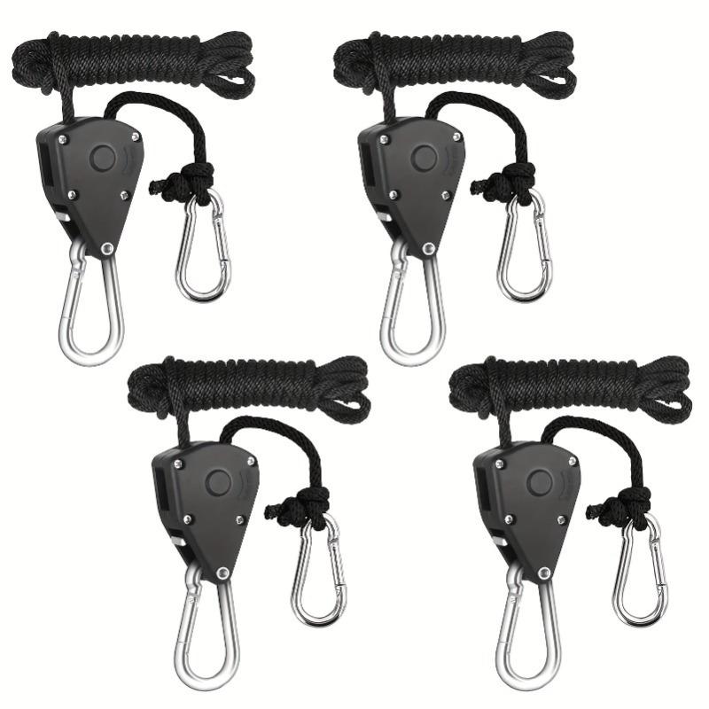 2-Pack Heavy-Duty Ratchet Pulley Clamps, 150 Lb Load Capacity, 1/8" Lifting Lanyard, Durable Plastic Material, Secure Lifting Tent Accessories