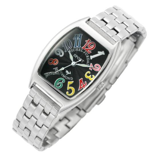 Michel Jurdain Tonneau with 5 Metal Black and Women's Watch, Shape, Diamonds, Strap, Multicolor, SL-1000A-2B