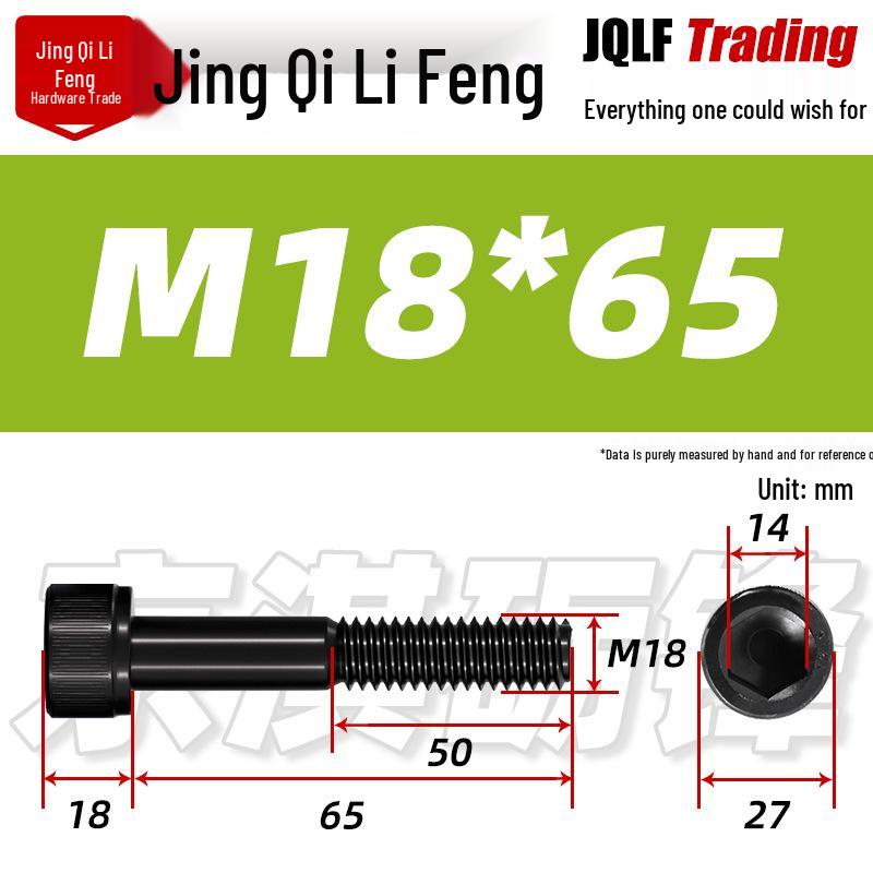 M18-20 High-Strength Black Hex Socket Head Cap Screws with Knurled Cylindrical Bolts