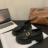 British style platform heightening small leather shoes women's French one-pedal not tired feet single shoes 2025 new black loafers