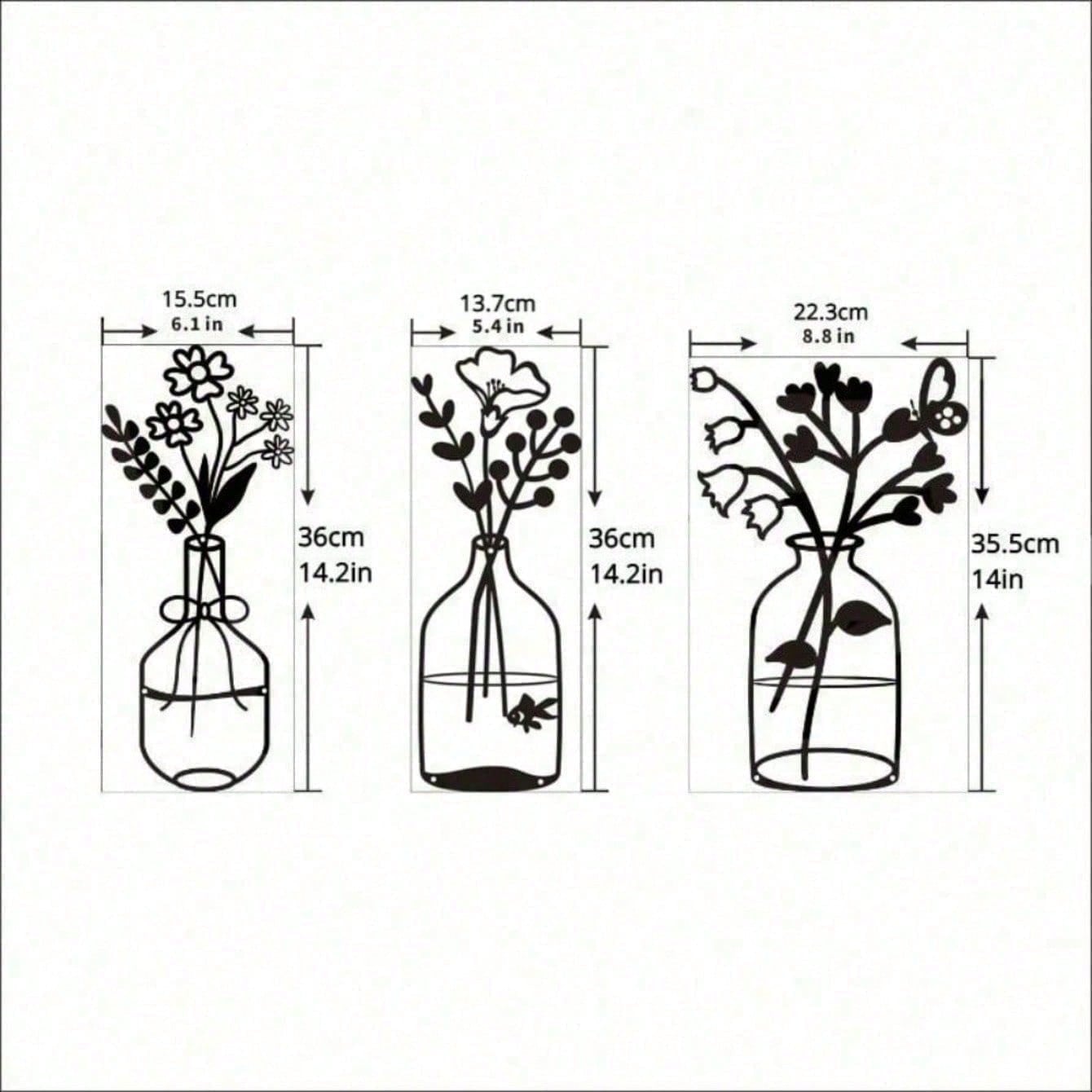 

Vintage Floral Metal Wall Art Set 3pc Farmhouse Decor Rustic Botanical Gothic Cottagecore Wall Decor Easy Hang Gift TY5265 різнокольоровий