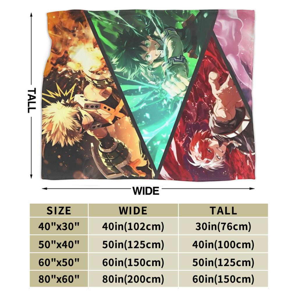 My Hero Academia Deckenbezug Anime Flanell Überwurfdecken Haus Sofa Tragbar Weich Warm Bettwäsche,