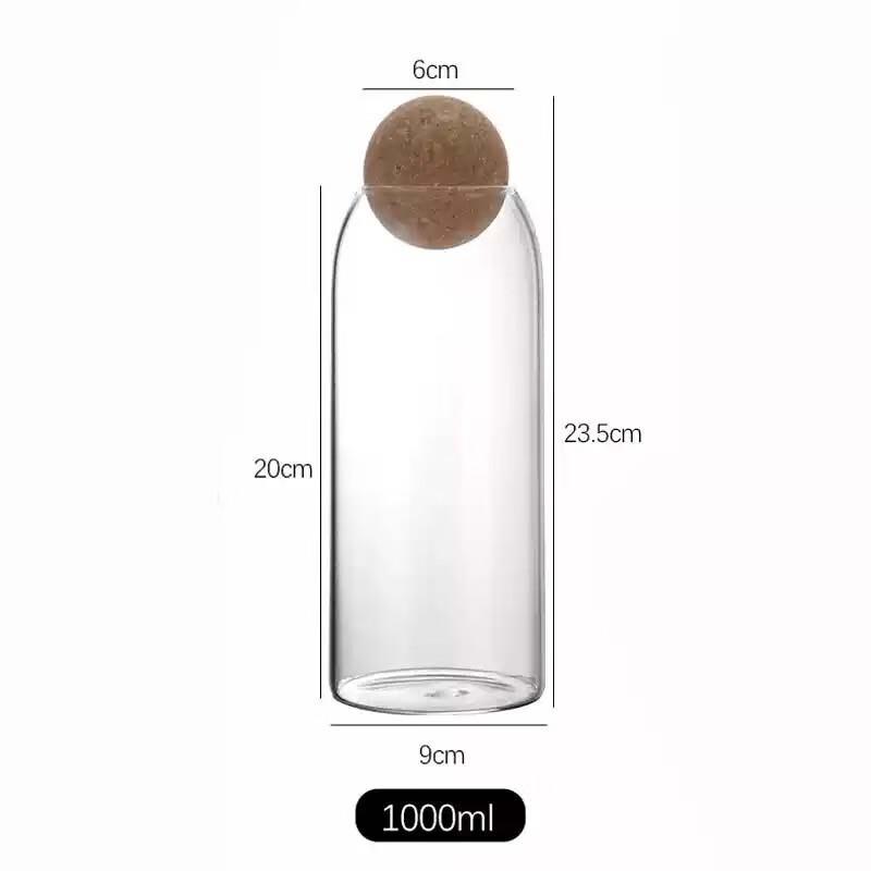 Round Cork Glass Storage Jar Set