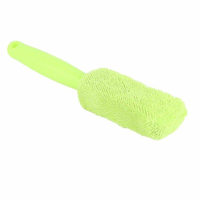 Brosse de Jante de Roue, Brosse de Nettoyage de Roue de Voiture en Microfibre à Long Manche Doux Outil (vert)