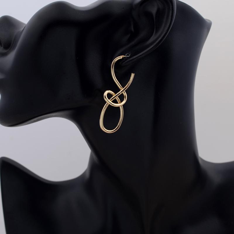 Vintage Metal Knitted Dangle Earrings for Women Personalized Fashion Distorted Irregular Geometry Drop Earrings Punk Zircon