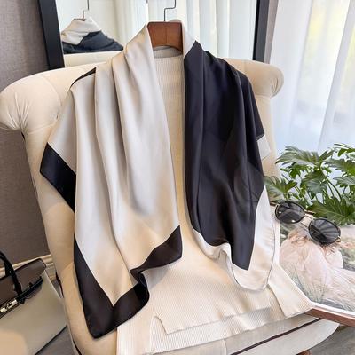 Latest Design Luxury 90Cm Silk Women Scarf Sunscreen Foulard Shawl Hijab Female Hair Hijab Wraps Neckerchief Bandanda Echarpe