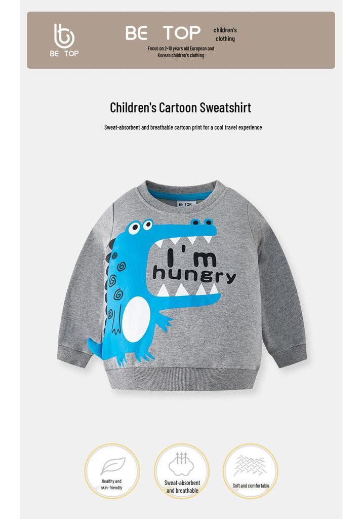 Children's 3D Dinosaur Cartoon Hoodie - Autumn Long Sleeve Top for Boys