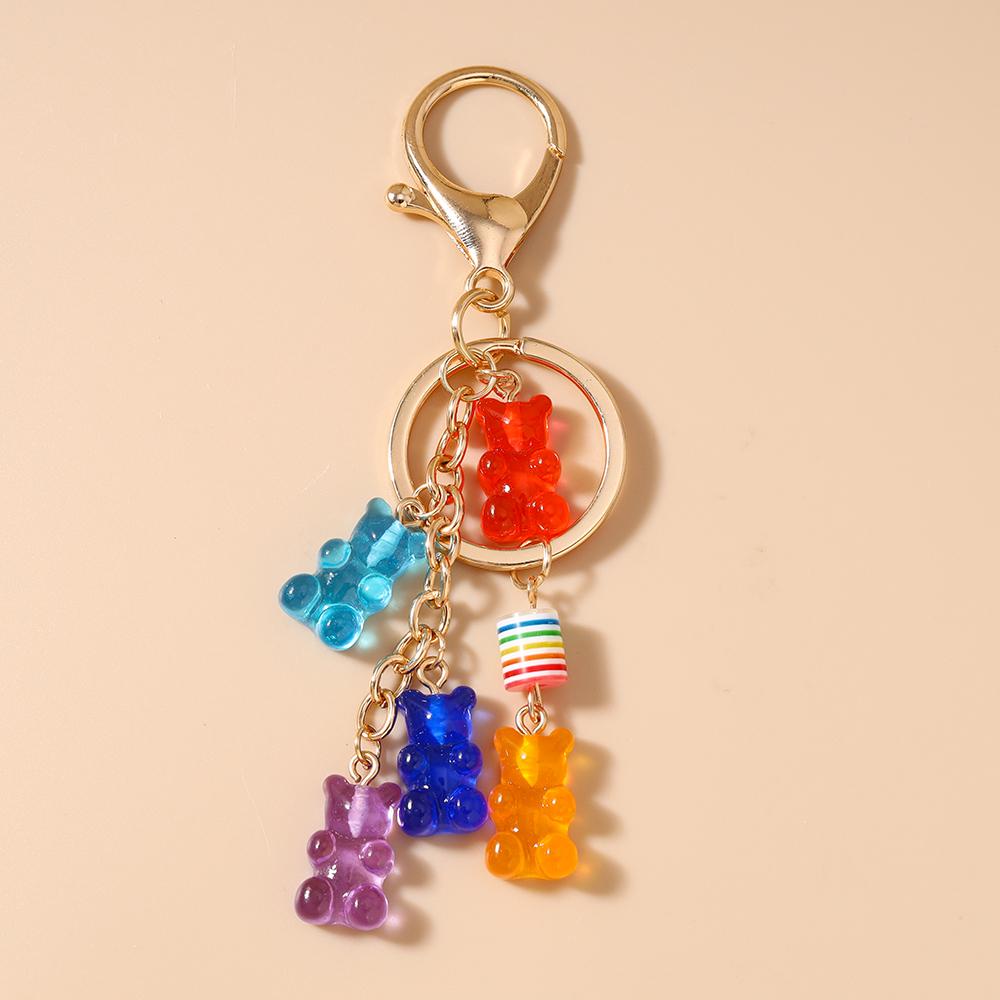 Cute Resin Gummy Bear Key Chain 3D Animal Key Ring Pendants for  Women Girls Handbag DIY Kid's Jewelry Gifts