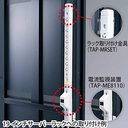 Sanwa Supply Server Rack Outlet Bar, 20A, 3-Pin, Anti-Slip, 10 Outlets, TAP-MR7535