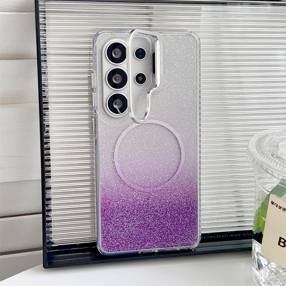 For Magsafe Magnetic Glitter Gradient Color Case for Samsung Galaxy S26 Ultra S25 Edge FE S24 Plus A06 A16 A36 Transparent Cover
