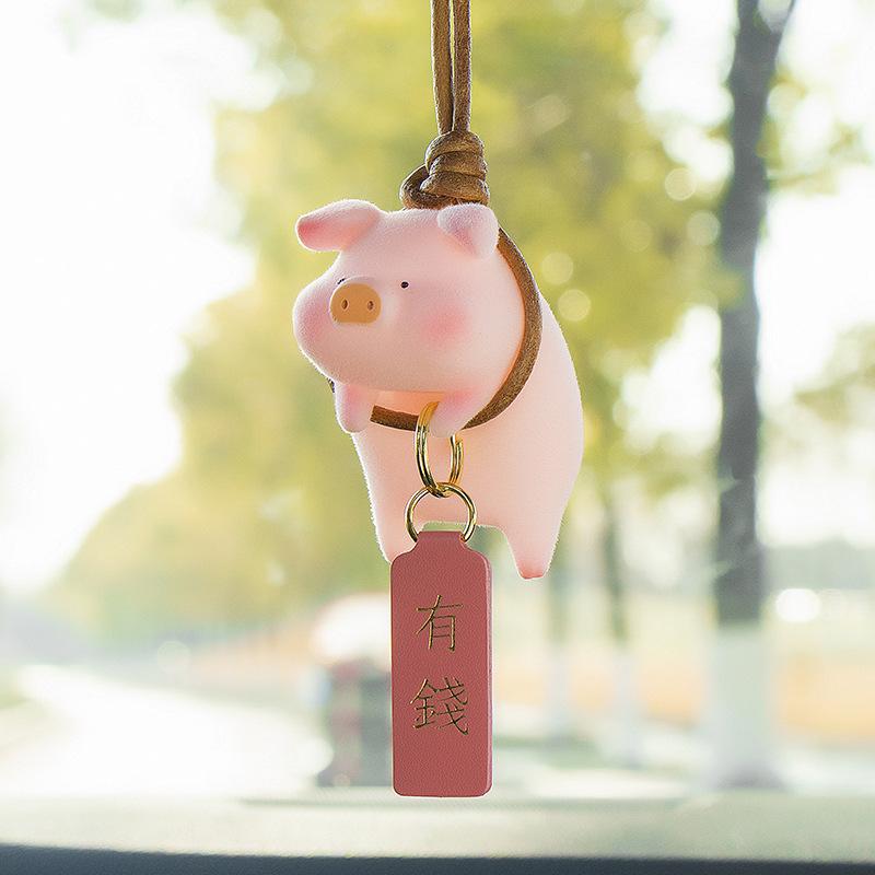 Cute Pig Car Accessorie Swing Pig Car Pendant Auto Rearview Mirror Pendants Birthday Gift Auto Decoraction Ornaments Coche