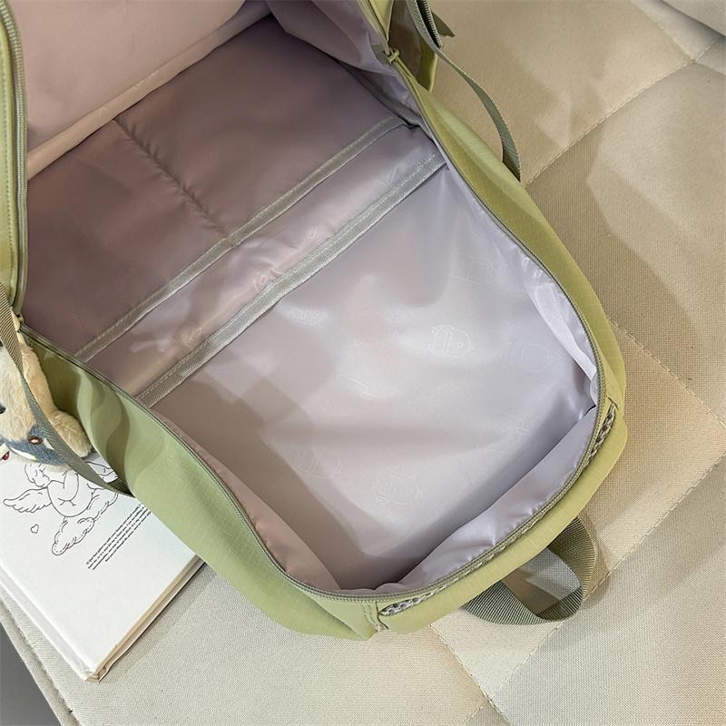 Solid Color Student Schoolbag Women's Large Capacity Backpack