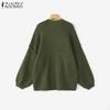 ZANZEA Winter Autumn Women Long Sleeve Open Front Casual Loose Knitted Sweaters Cardigan
