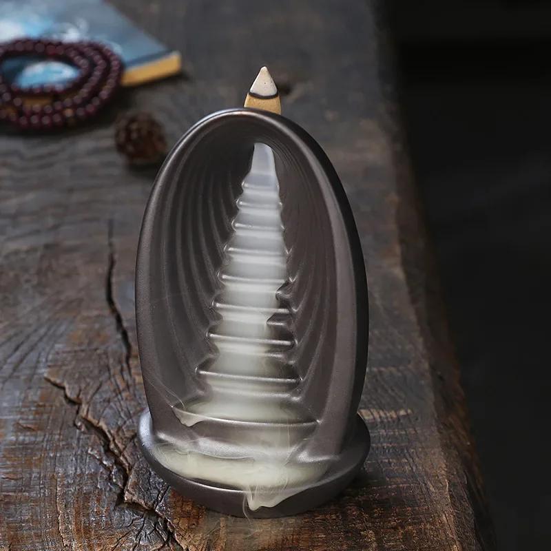 Purple Clay Home Decorations Waterfall Backflow Incense Burner Indoor Aromatherapy for Zen Meditation Ornaments -Without Incense