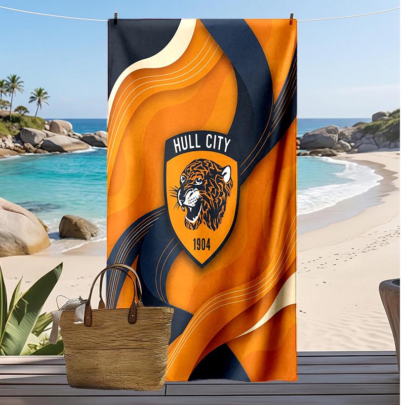 Hull City Football Print Beach Towel, Large Soft Quick Dry Towel for Beach Camping Swimming