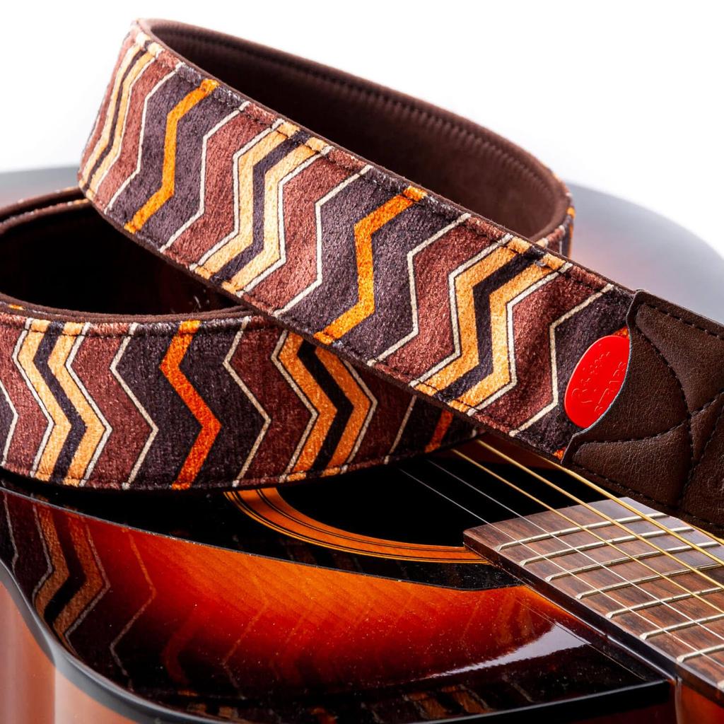 Straps 5cm ZIGGY BROWN RightOn! Guitar/Bass Strap, Wide, 80-145cm,