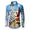 Europe and America 1116 Christmas Day Series Long Sleeve Men's Hawaiian Shirt 1D Printing Loose Casual