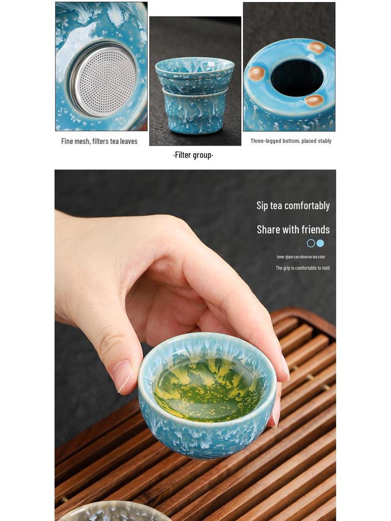 Tenmoku Glaze Kung Fu Tea Set: Teapot, Gaiwan, Jianzhan, Infuser, Gift Box