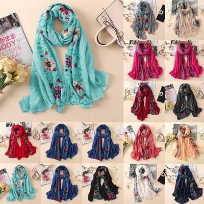 Eșarfă de damă broderie șaluri din bumbac pashmina Bandană florală eșarfe