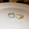 Zircon Square Watch Chain Ring Open Ring Adjustable Simple Jewelry Japanese Ring Couple Ring