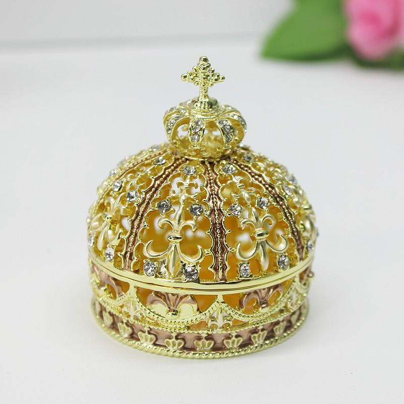 Enamel Craft Alloy Crown Jewelry Box European and American Wedding Ring Storage Box Ornament Wedding Decoration Ornament