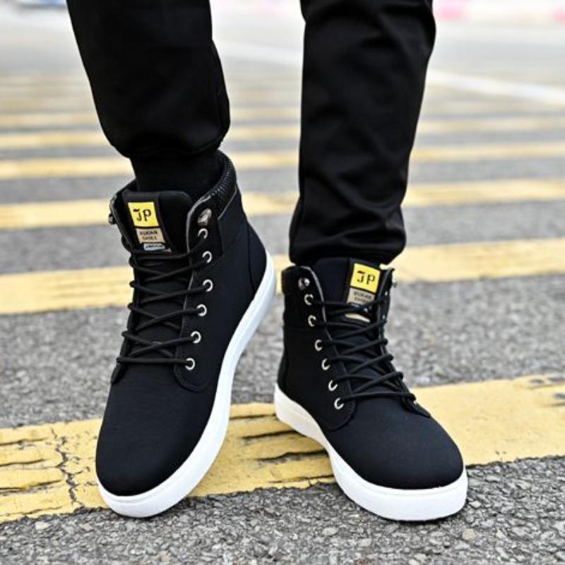 Spring High Top Men Shoes Luxury Leather Men's Sneaker Fashion Lace-up Ankle Boots Comfortable Mens tennis Shoes Plus Size 38-48