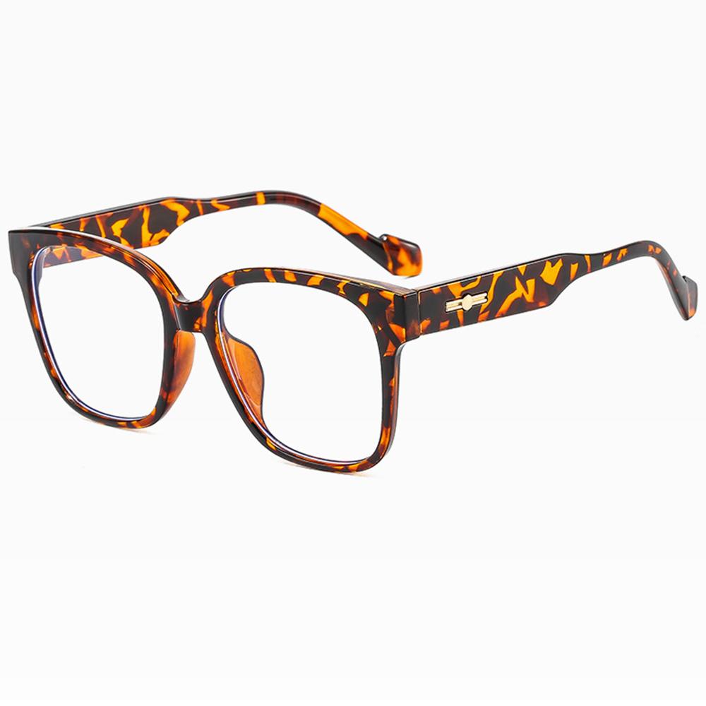 Metal Trim Temples Leopard print Oversized Full-rim Square Comfortable Progressive Multifocal Reading Glasses +0.75 To +4