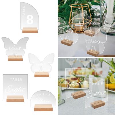 1 Set DIY Clear Acrylic Table Sign with Bottom Holders Event Party Signs Supplies for Christmas Birthday Party Decoration