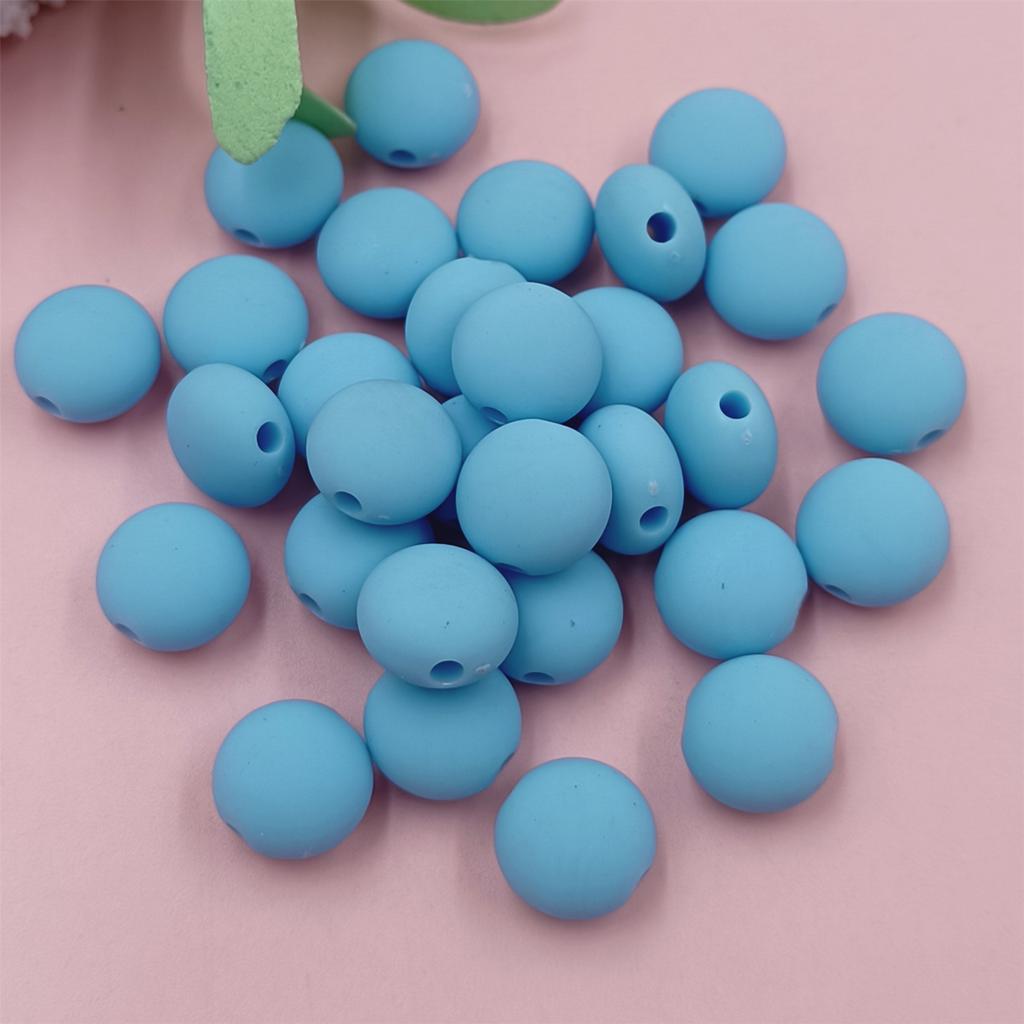 Beaded Material Necklace Bracelet 30pcs Solid Color Fashion Rubber Jewelry Accessories Handmade 12mm Flat Round Beads DIY  Accessories