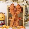 3pcs Large Fall Bows, Pumpkin Plaid Print Bows For Wreaths, 11"x19.7" Thanksgiving Ribbon Bows For Home Indoor Outdoor Decoration Ornament
