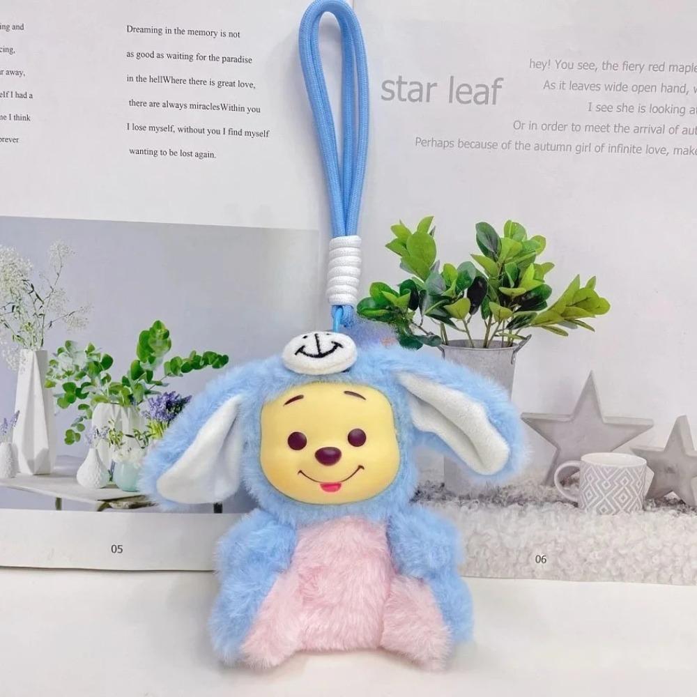 Anime Cartoon 12cm Winnie Pooh Hand Rope Series Plush Keychain  Cute Doll Accessories Trendy Christmas Birthday Toys Gift