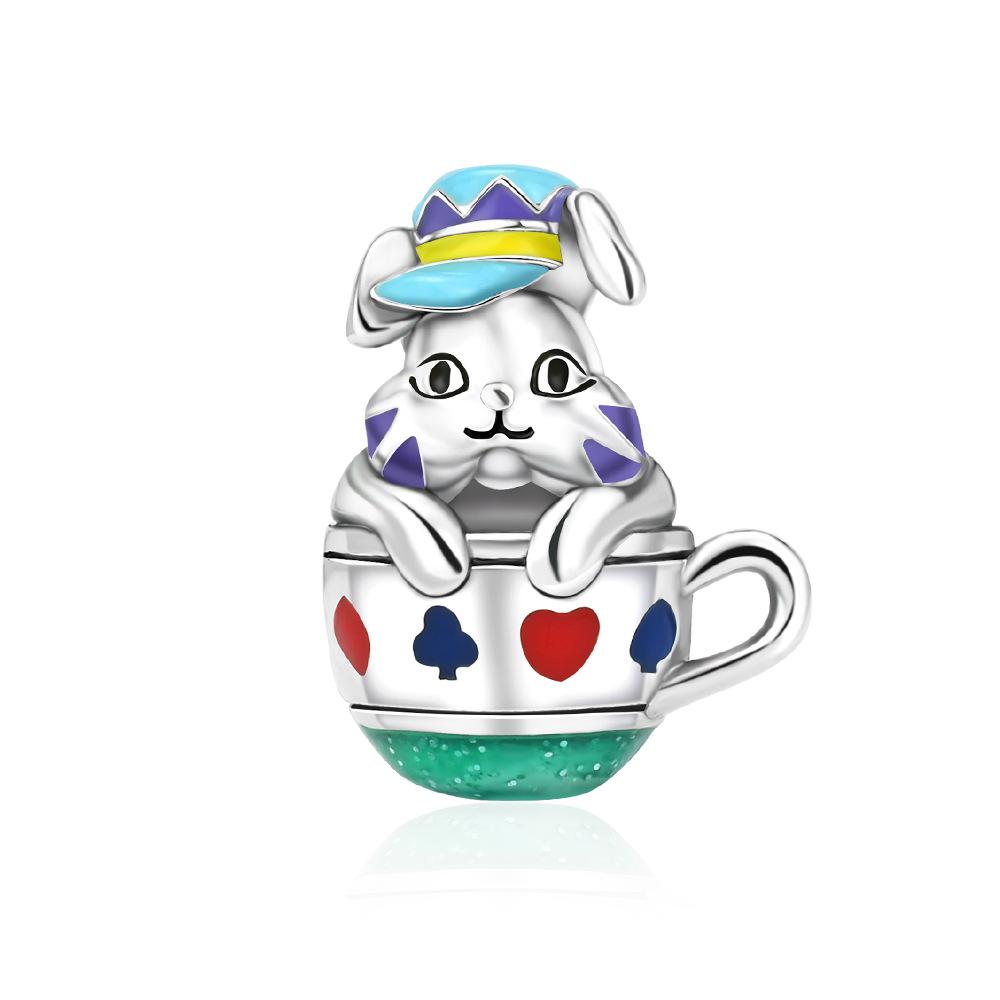 Luck Charm 925 Silver Four Leaf Clover Green Tree Frog Turtle Bead Pendant For Bracelet Women DIY Jewelry Gift
