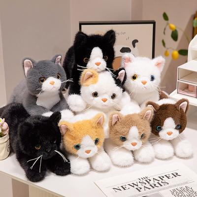 Simulation Cat Plush Toys Soft Stuffed 8 Colors Kitten Model Cat Realist Animals Kitty Kids Girls Valentine's Day Birthday Gift
