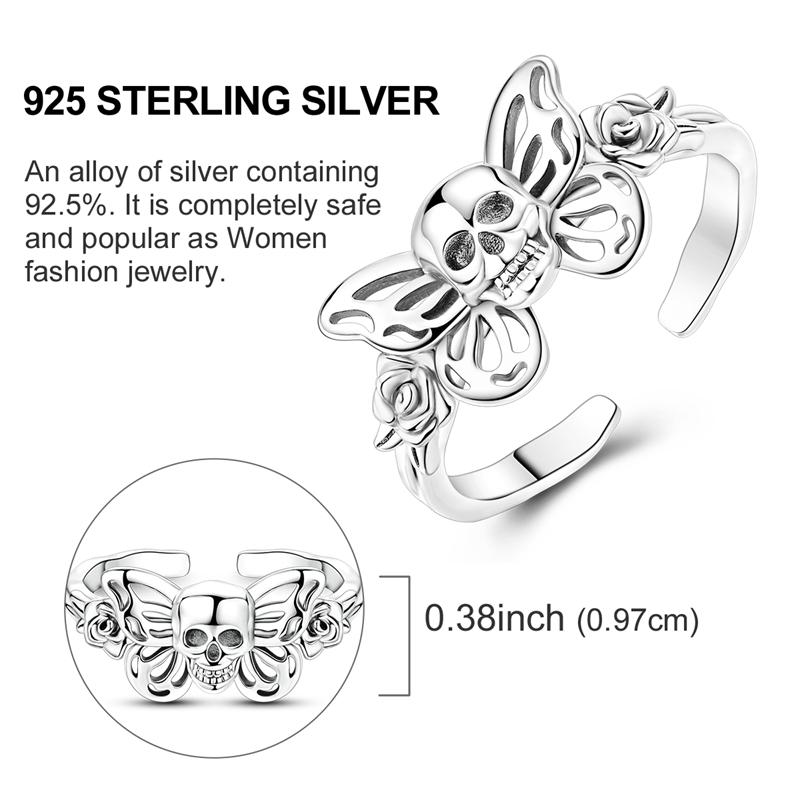 Original 925 Silver Ring Sparking Bear Bow Wing Rose Open Rings for Women Girls Jewelry Birthday Anniversary Engagement Gifts