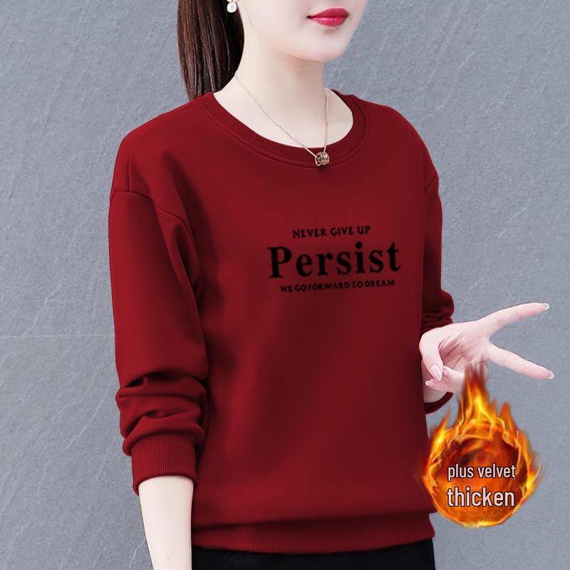 Huamian Women's Plus Size Velvet-Lined Sweatshirt - 2023 Autumn/Winter Casual Loose Fit Pullover Jacket