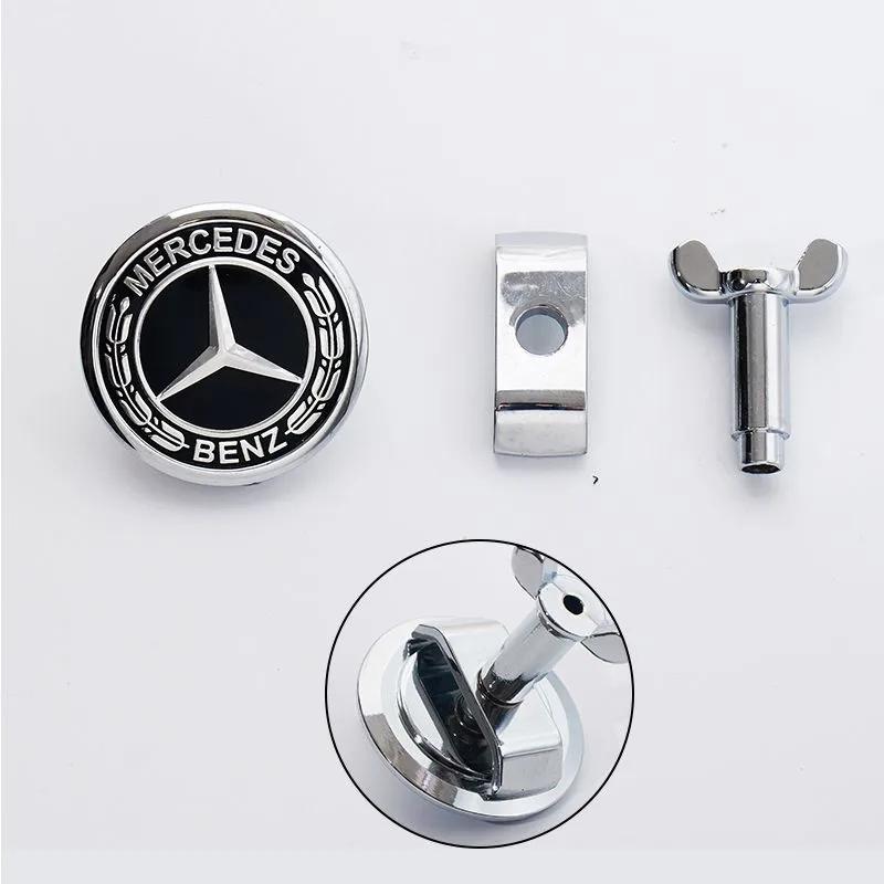 EOV2  45mm Car Front Emblem Badge Modified Bonnet Chrome Hood Cover for Mercedes Benz AMG W203 W204 C E S Class W210 W211 W220