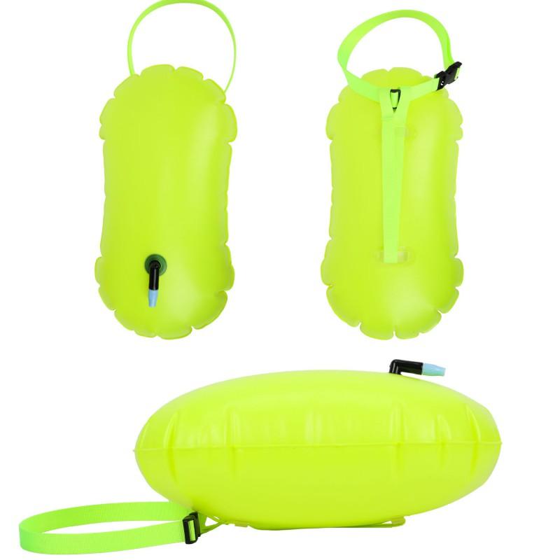 Inflatable Floating Buoy Bag Swimming Safety Adult Water Sports Floatation Aid Orange Green