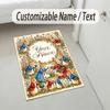 Easter Bunny Theme Crystal Velvet Rug Personalized Custom Name Text Soft Floor Mat Home Decor