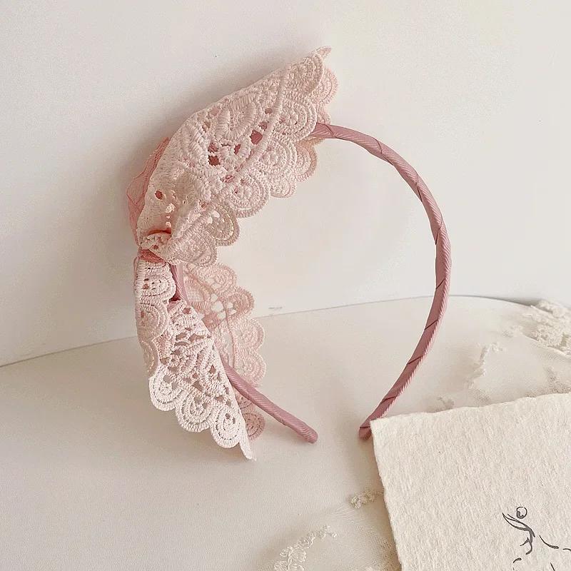 

1pc New French Vintage Lace Tie Bow Hair Bands Lace Headband Cute Big Bow Hair Hoop for Baby Girls Baby Hair Accessories