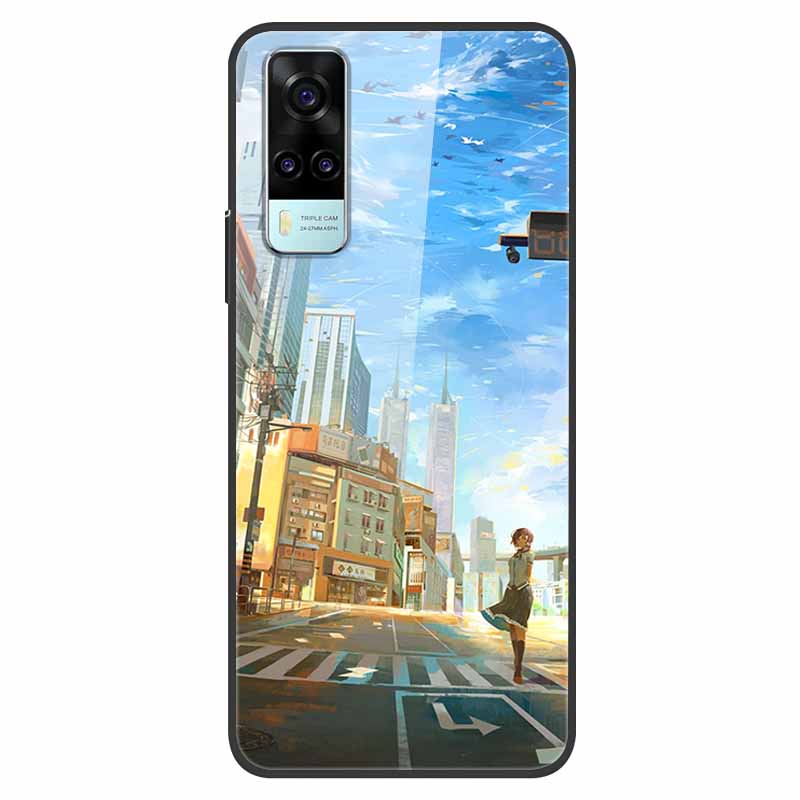Luxury Cover Case for vivo Y53S 4G Tempered Glass Cover for Vivo Y31 VivoY31 2021 Y51 2020 Phone Case for Vivo V2036 Y53S Coque