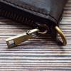 Men's Retro Short Zipper Wallet, Vegetable Tanned Leather Wallet, Vertical Wallet, Trendy