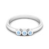 Tiny Round Shape Larimar Gemstone 925 Sterling Silver Three Stone Minimalist Women Engagement Ring
